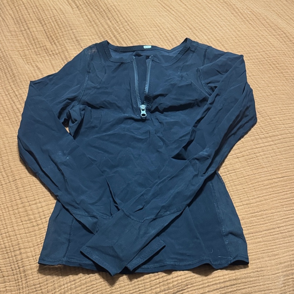 Lululemon Athletica Black Rash Guard Long Sleeve Top